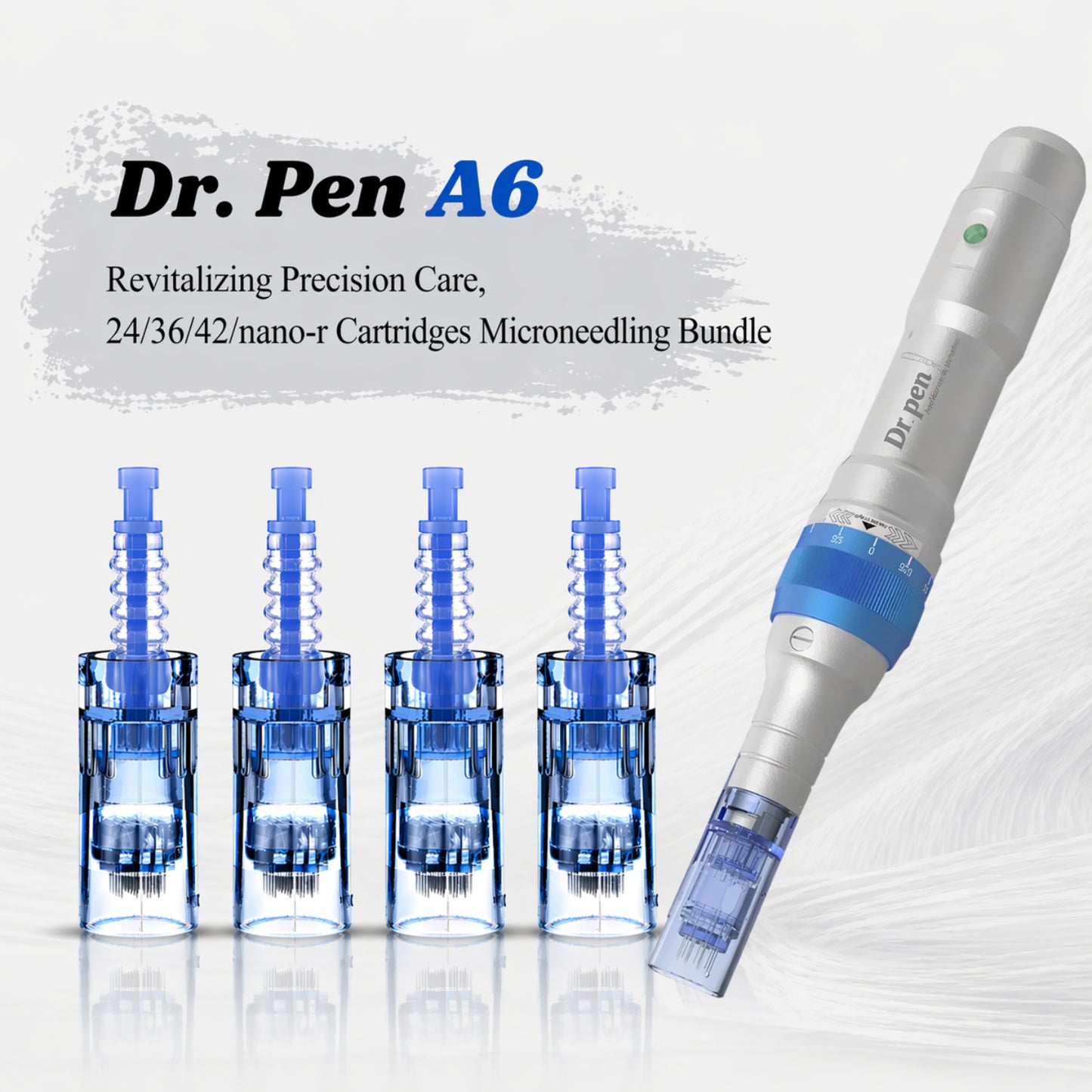 Dr. Pen A6 microneedling device with cartridges on a white background