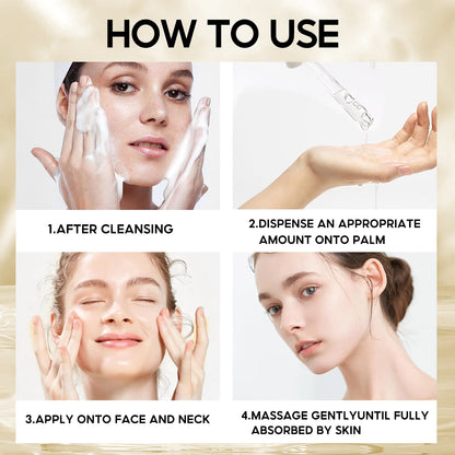 Instructions on how to use a skincare product with step-by-step images and text.