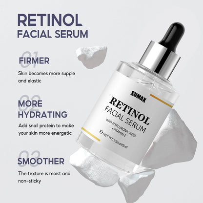 Sumax Retinol Facial Serum bottle with dropper on a light gray background