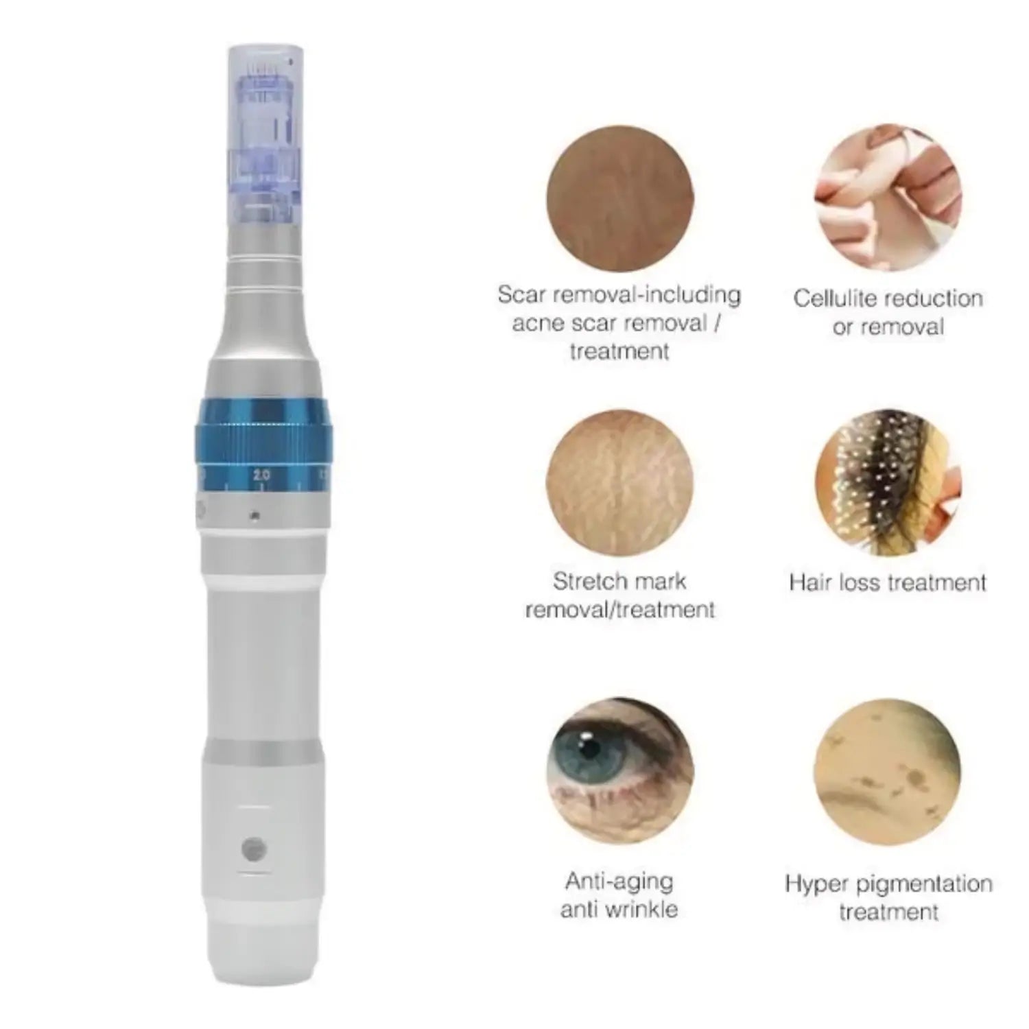 Beauty device with treatment options on a white background