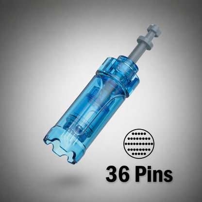 Blue plastic component with '36 Pins' text on a gray background