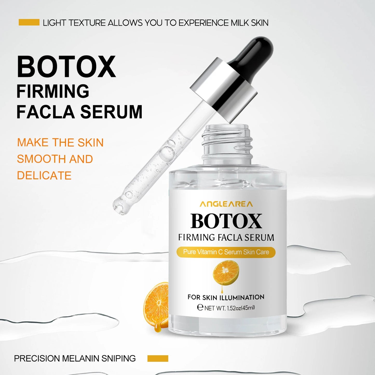 Botox Firming Facla Serum bottle with dropper on a white background